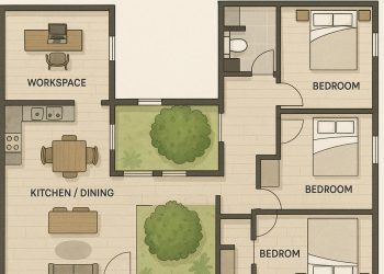 7 Denah Rumah 3 Kamar Ukuran 7×12 Leter L Inspirasi Hunian Minimalis 2025