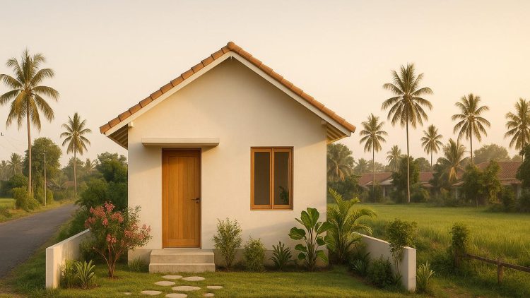 10 Contoh Rumah Sederhana 5×7 di Kampung, Desain Minimalis dengan Taman Kecil di Depan