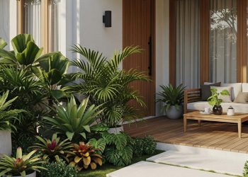 Desain Teras Batu Alam Kombinasi Kayu Ukuran 4×6 Konsep Tropis Terbaru 2025 Oase Alami Rumah