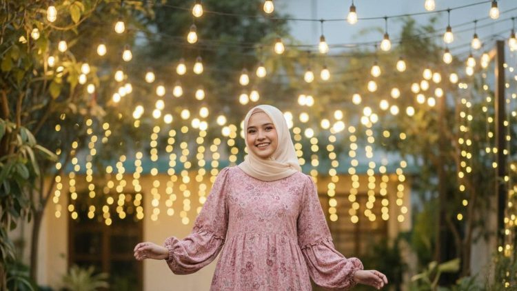 10 Model Gamis Batik Lengan Balon Warna Dusty Pink untuk Acara Keluarga Anggun