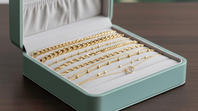 8 Model Gelang Emas Desain Layer Dua Tingkat dengan Rantai Variasi