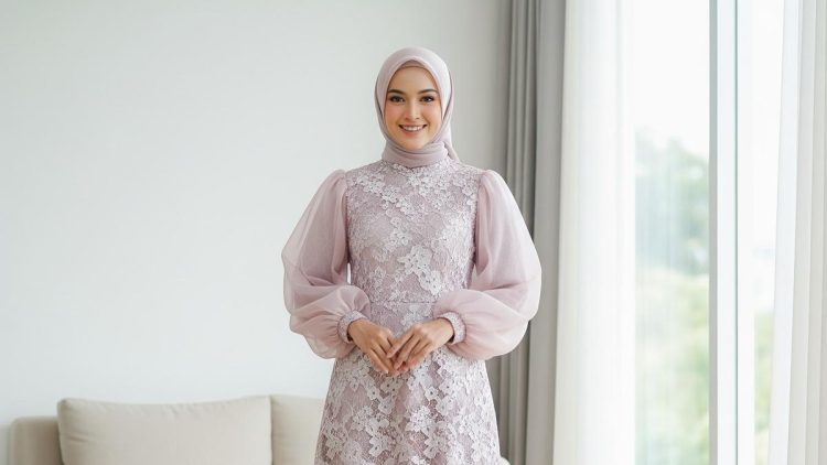 9 Model Gamis Kombinasi Brokat dan Organza Pilihan Anggun dan Glamor