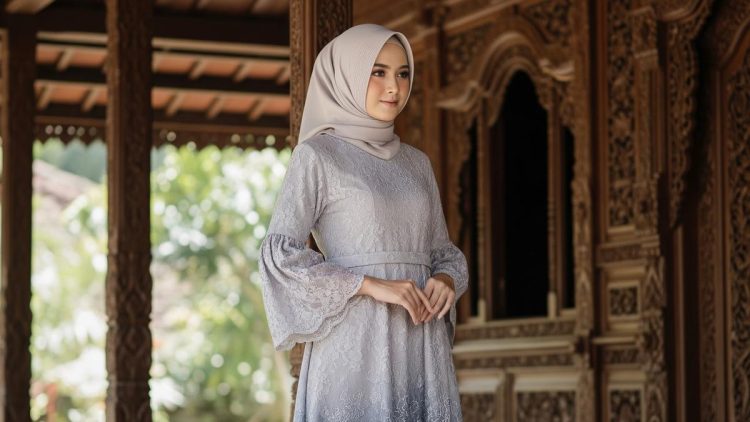 9 Model Gamis Batik Brokat Kombinasi Polos yang Anggun dan Elegan serta Tidak Pasaran